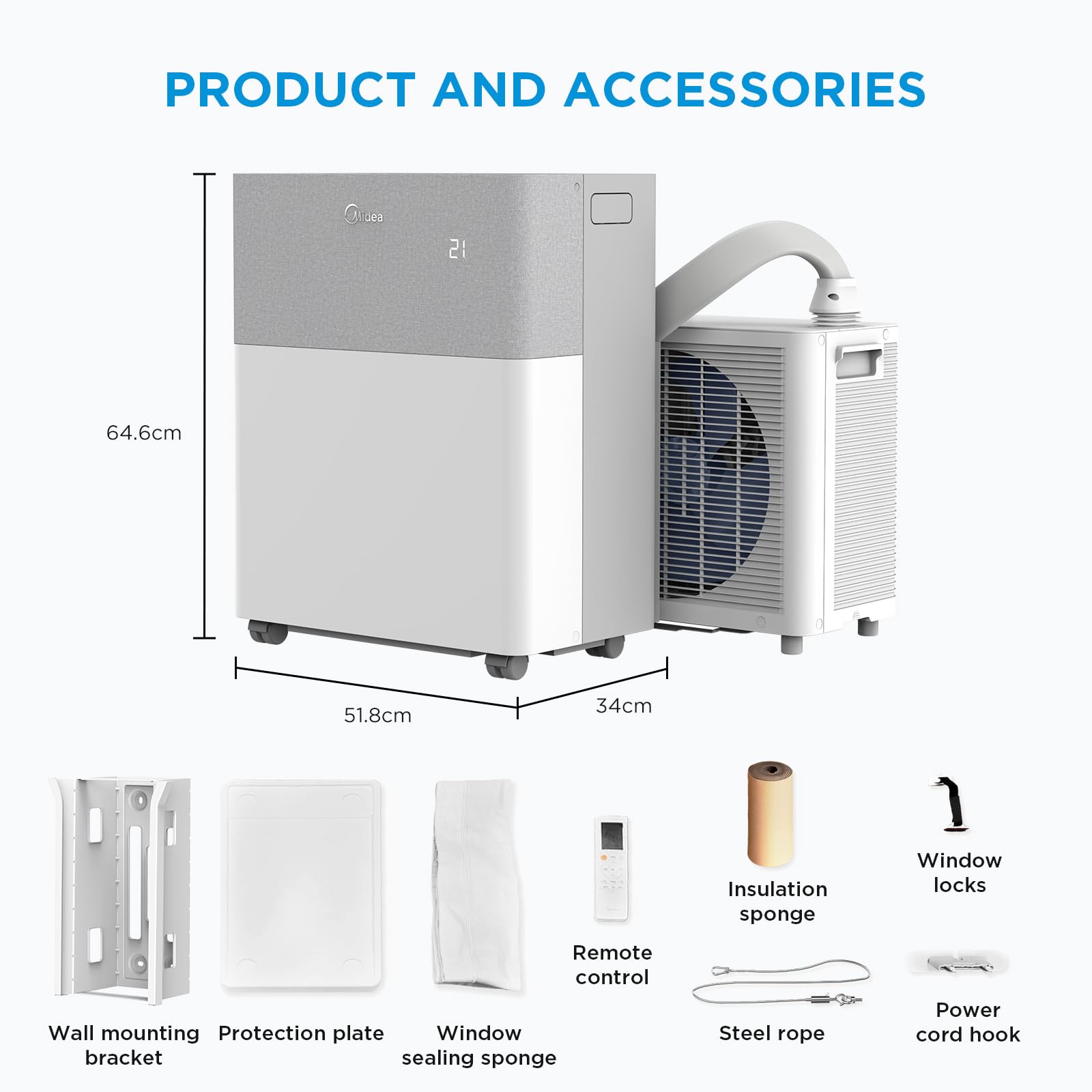 Midea PortaSplit 12000 BTU Portable Air Conditioner | 4-in-1 Smart Inverter Cooling & Heating