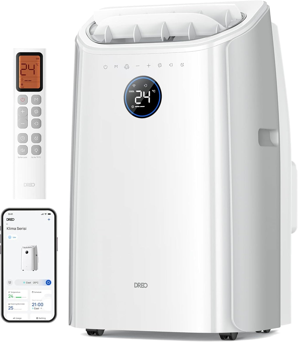 DREO 12000 BTU Smart Portable Air Conditioner | 3-in-1 Cooling, Fan & Dehumidifier