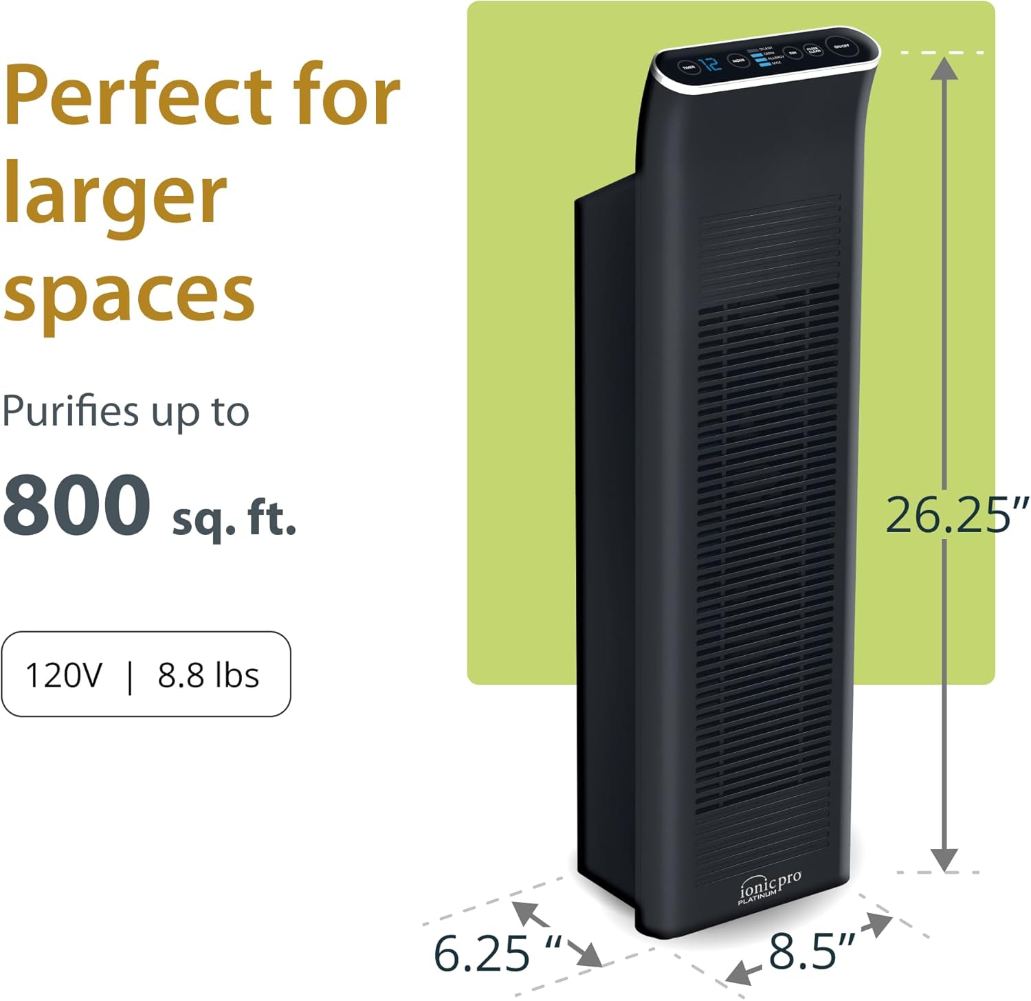 Ionic Air Purifier for Home & Office, Quiet Air Cleaner for Dust, Allergies, Smoke, Pet Odours & Everyday Indoor Air Quality Improvement