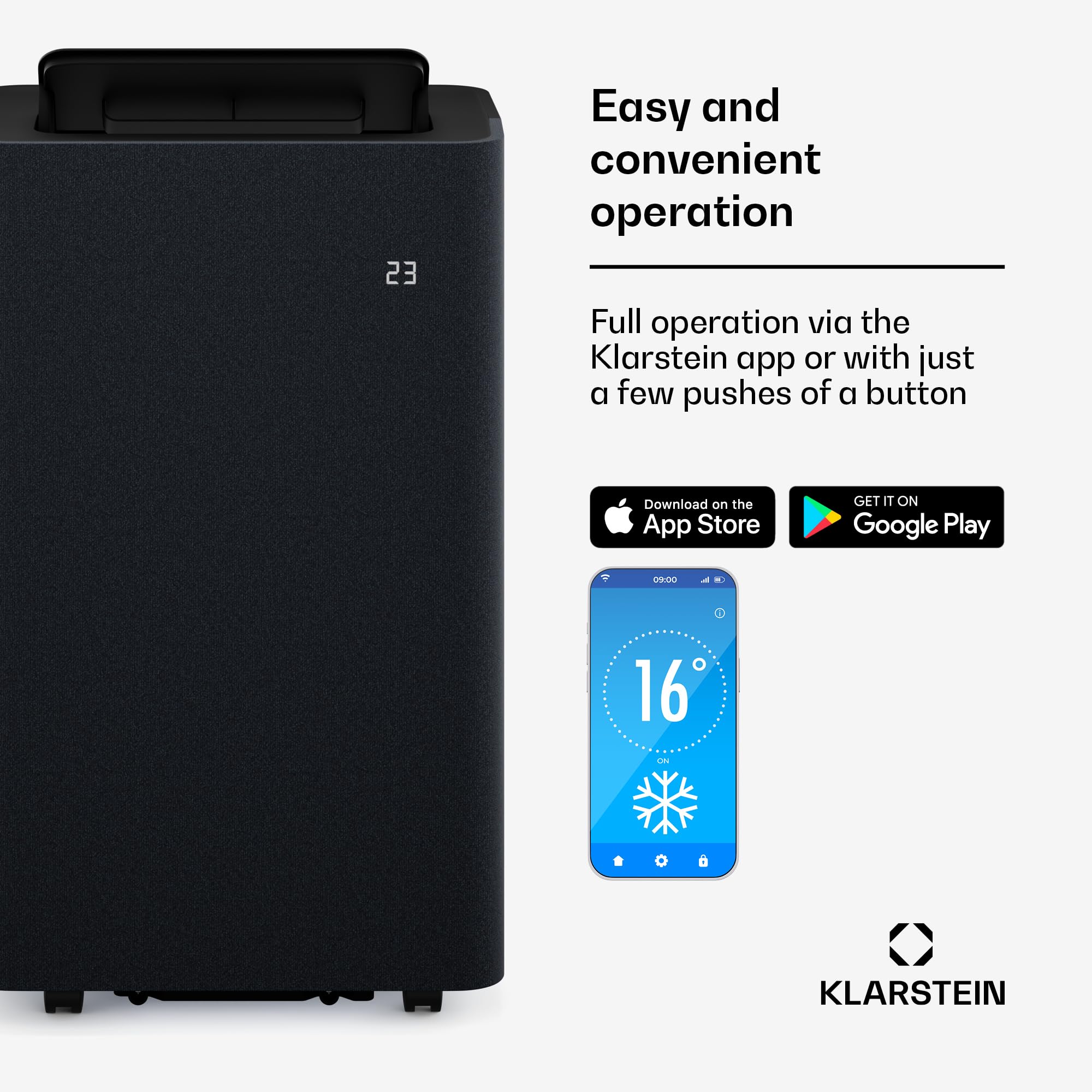 Klarstein AireLux 14000 BTU Portable Air Conditioner | Smart 4-in-1 Cooling System