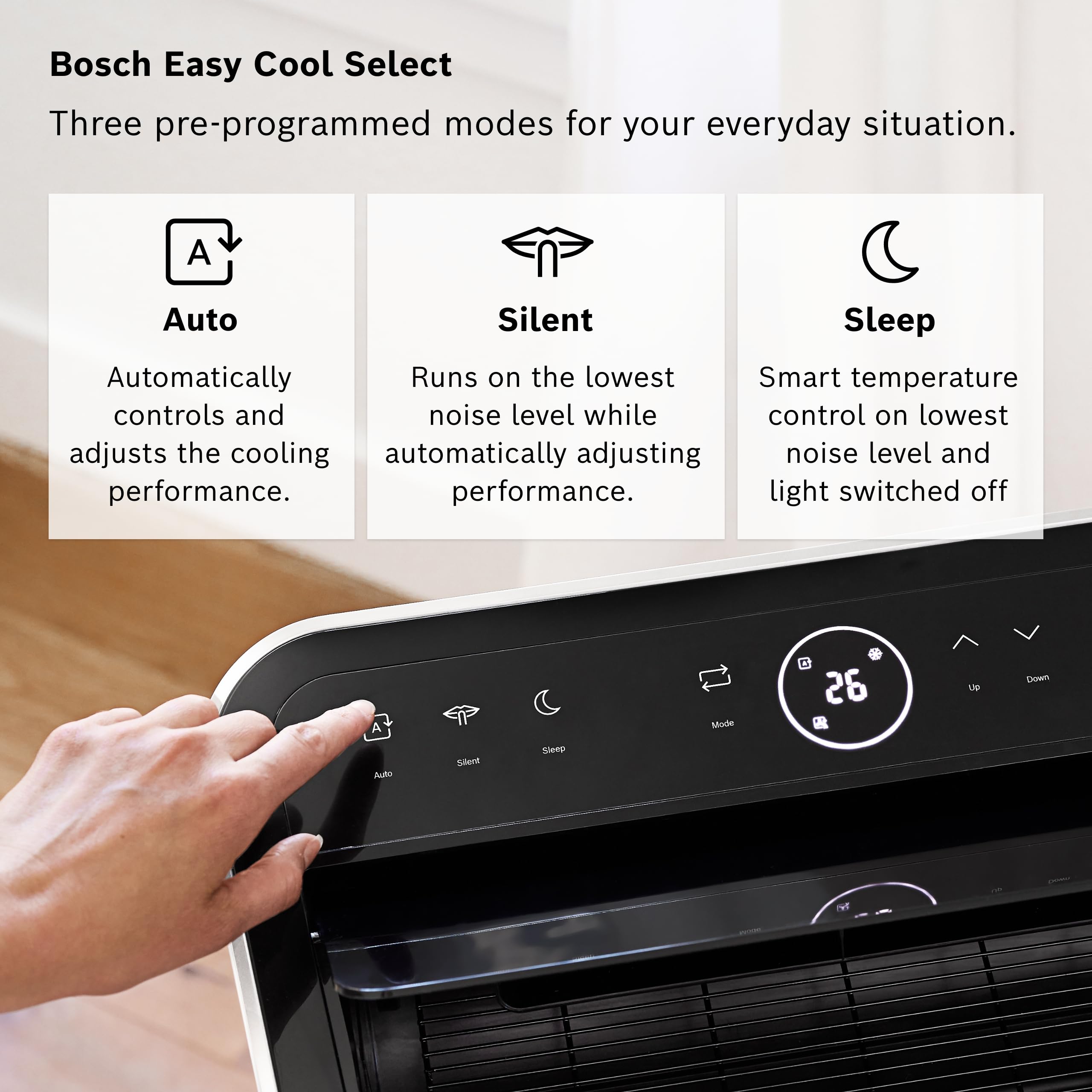 Bosch Portable Air Conditioner 9000 BTU | 3-in-1 Cooling, Fan & Dehumidifier