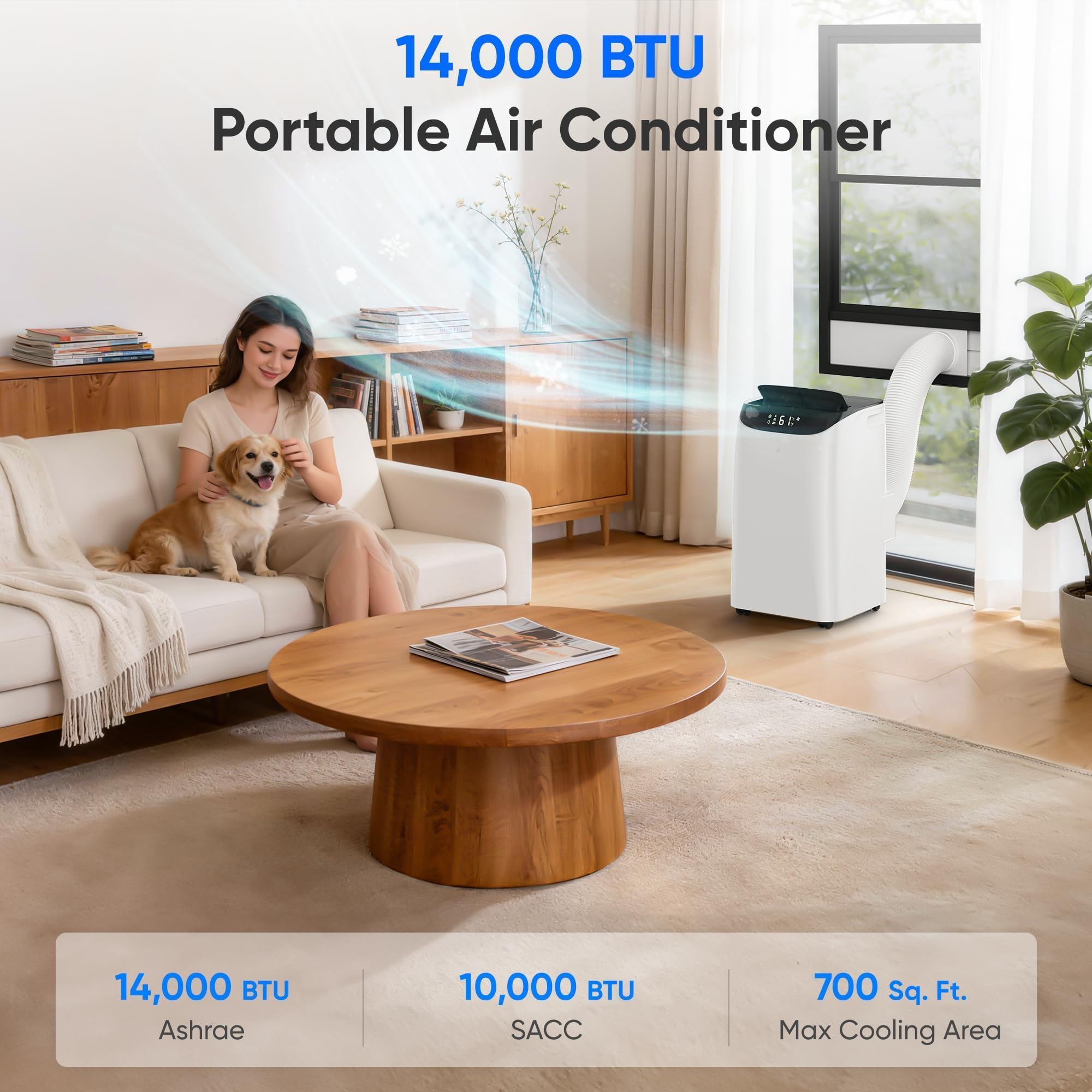 Tanoxo 14000 BTU Portable Air Conditioner | 3-in-1 Cooling, Fan & Dehumidifier