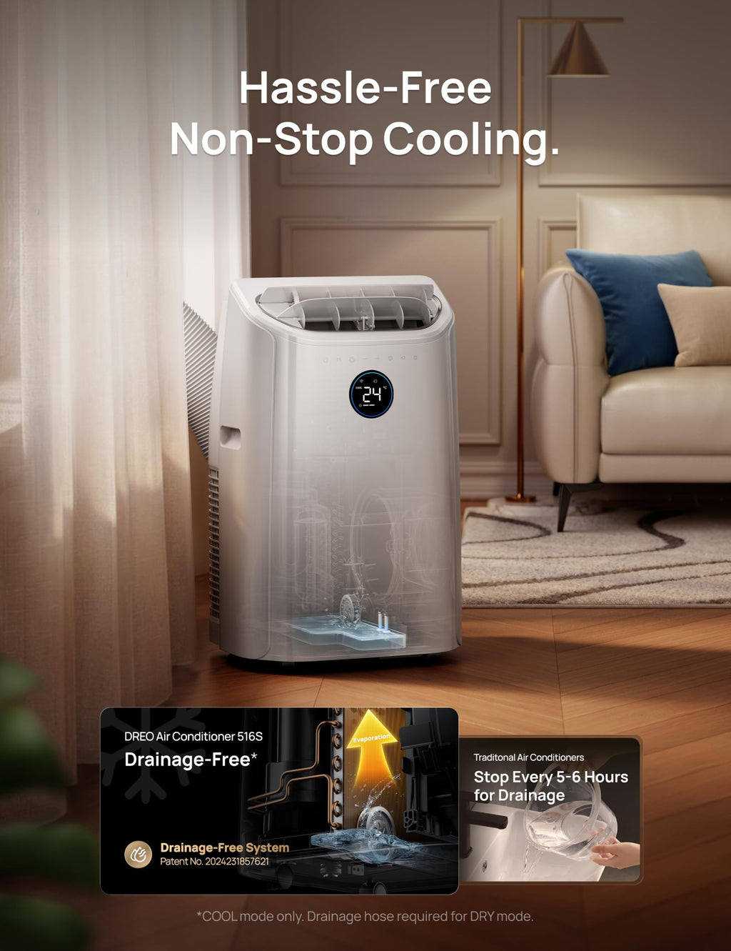 DREO 12000 BTU Smart Portable Air Conditioner | 3-in-1 Cooling, Fan & Dehumidifier