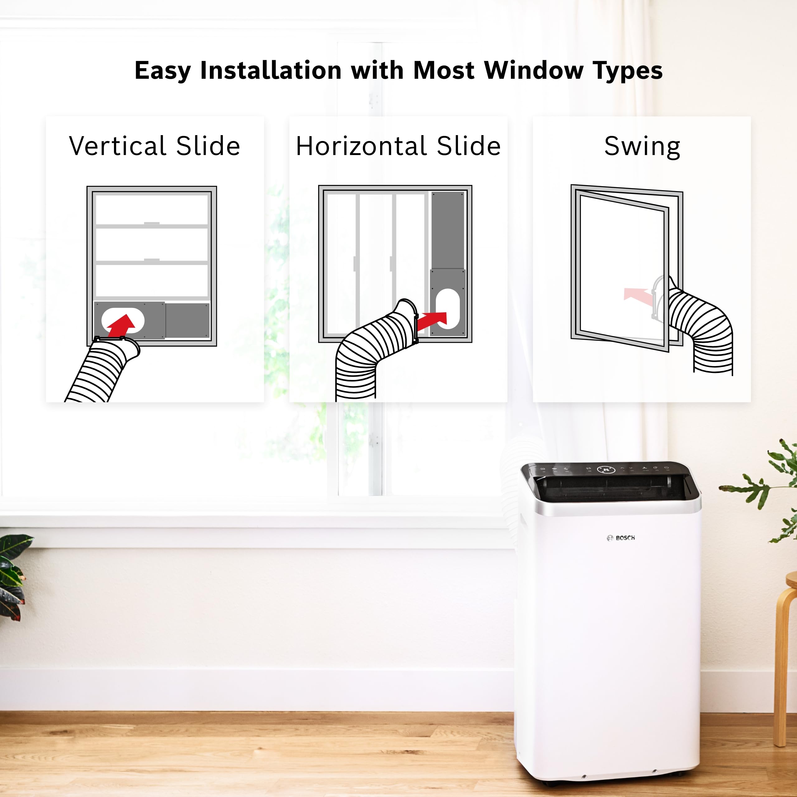 Bosch Portable Air Conditioner 9000 BTU | 3-in-1 Cooling, Fan & Dehumidifier